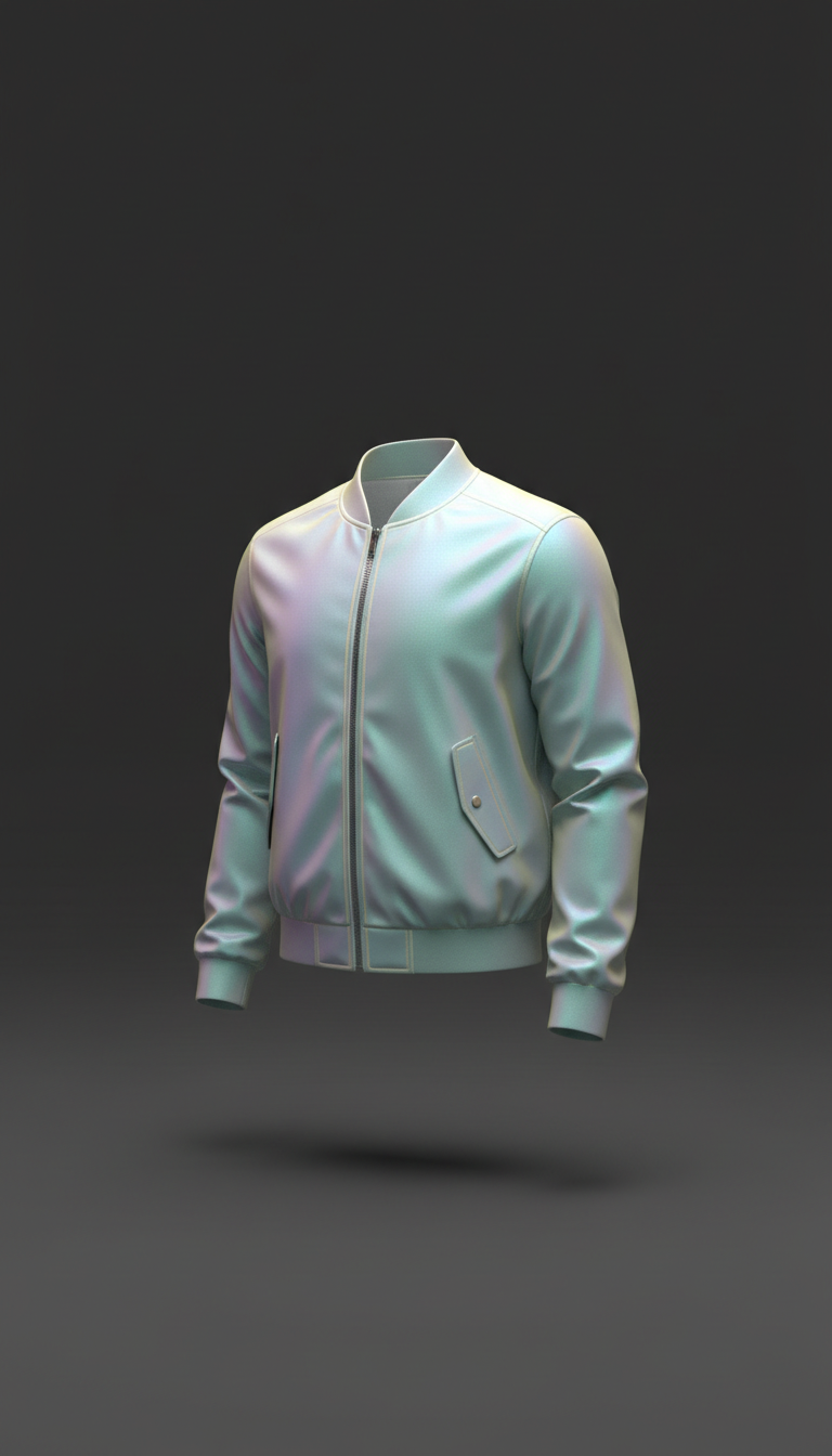 Neon Mint iridescent bomber jacket
