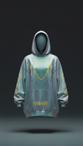 Alien silver oversized hoodie with glyph print